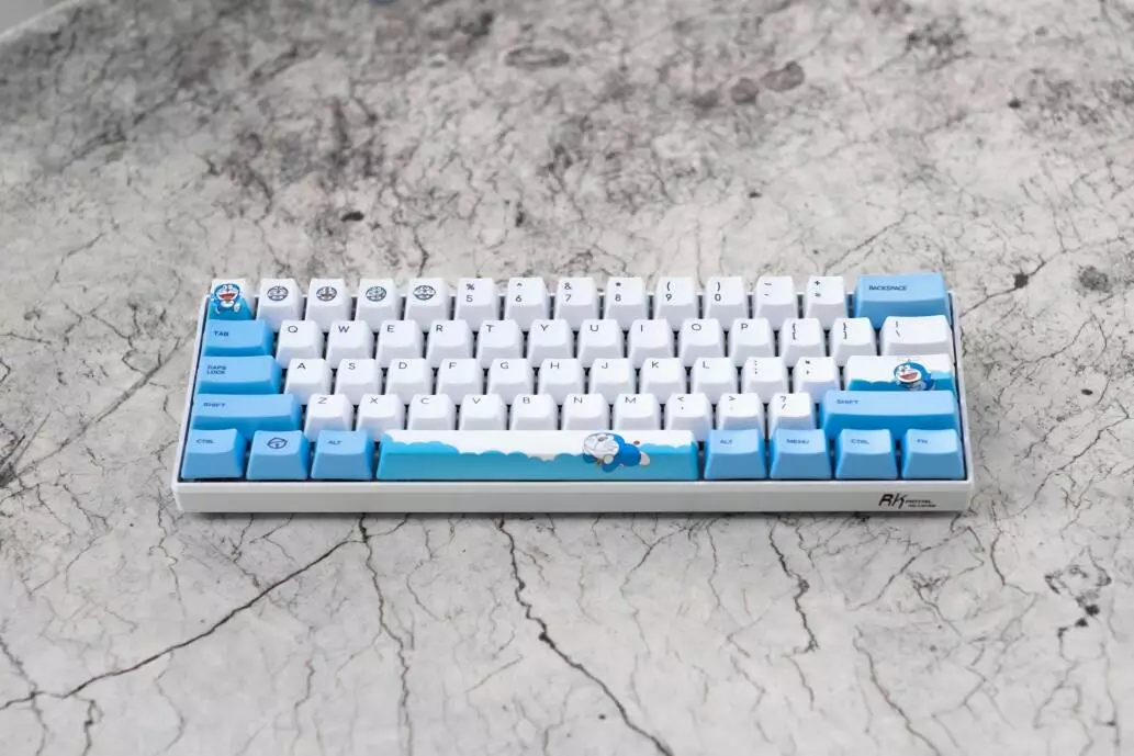 clavier custom bleu et blanc